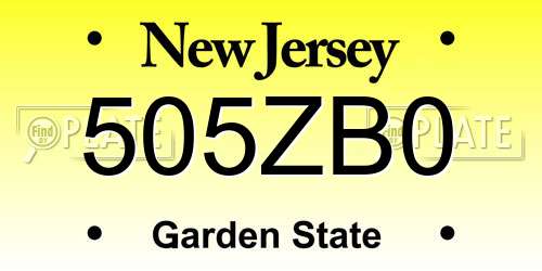 505ZB0 New Jersey License Plate