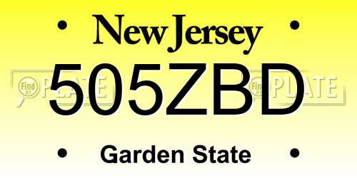 505ZBD New Jersey License Plate