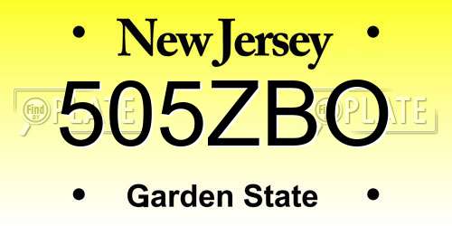 505ZBO New Jersey License Plate