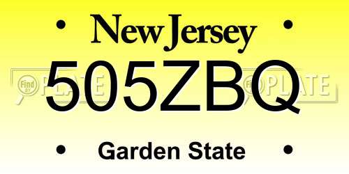 505ZBQ New Jersey License Plate