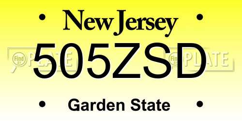 505ZSD New Jersey License Plate