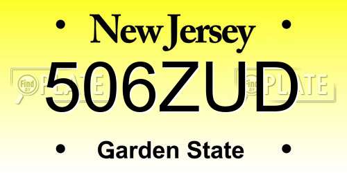 506ZUD New Jersey License Plate