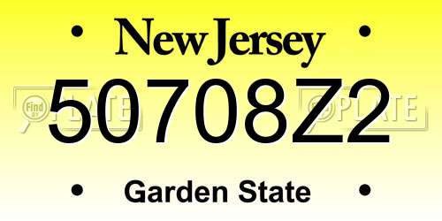 50708Z2 New Jersey License Plate