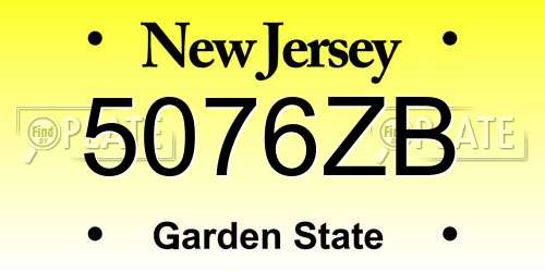 5076ZB New Jersey License Plate