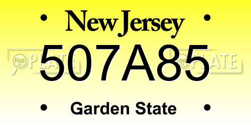 507A85 New Jersey License Plate