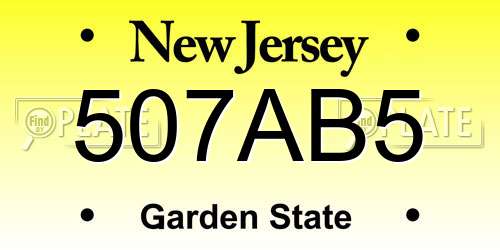 507AB5 New Jersey License Plate