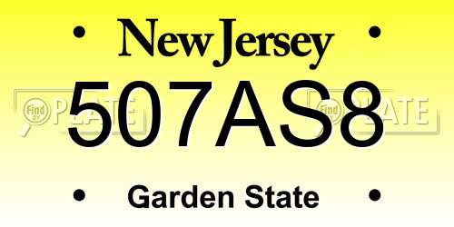 507AS8 New Jersey License Plate
