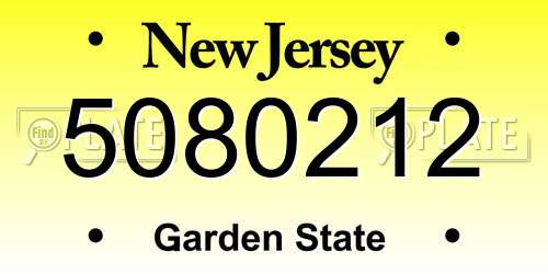 5080212 New Jersey License Plate