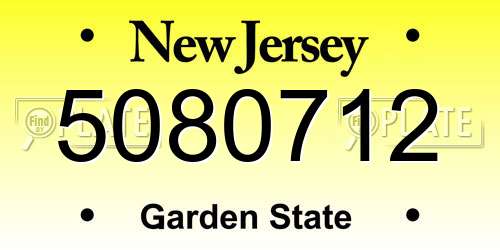 5080712 New Jersey License Plate