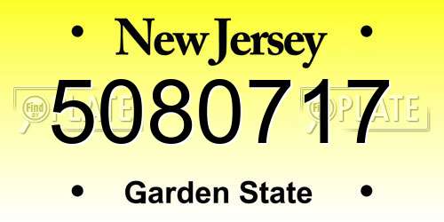 5080717 New Jersey License Plate