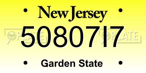50807I7 New Jersey License Plate