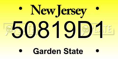 50819D1 New Jersey License Plate