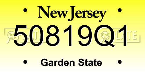 50819Q1 New Jersey License Plate