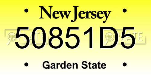 50851D5 New Jersey License Plate
