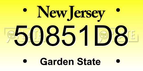 50851D8 New Jersey License Plate