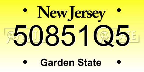 50851Q5 New Jersey License Plate
