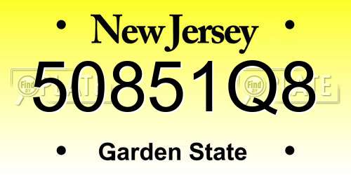 50851Q8 New Jersey License Plate