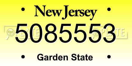5085553 New Jersey License Plate