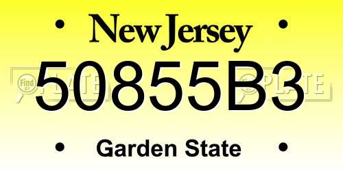 50855B3 New Jersey License Plate