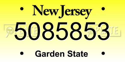 5085853 New Jersey License Plate