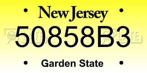 50858B3 New Jersey License Plate