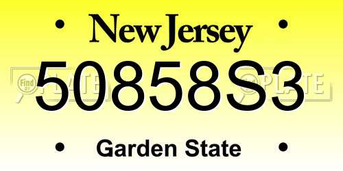 50858S3 New Jersey License Plate