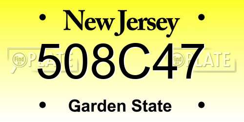 508C47 New Jersey License Plate