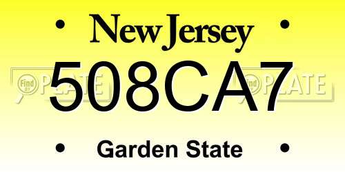 508CA7 New Jersey License Plate