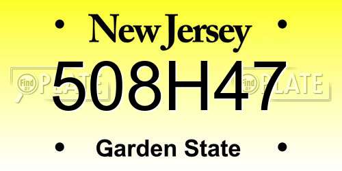 508H47 New Jersey License Plate