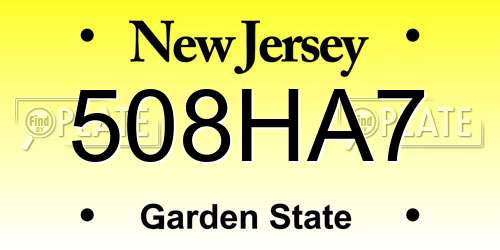 508HA7 New Jersey License Plate