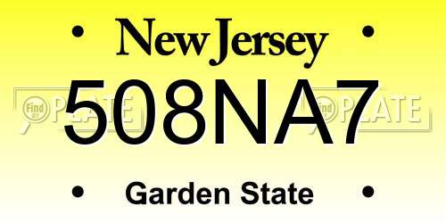 508NA7 New Jersey License Plate