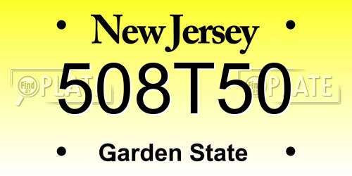 508T50 New Jersey License Plate