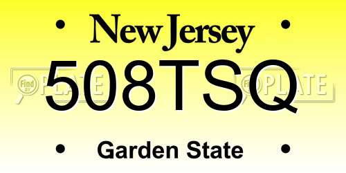 508TSQ New Jersey License Plate
