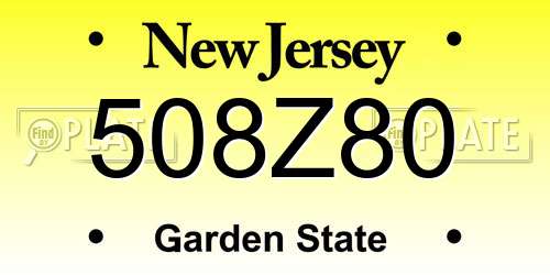 508Z80 New Jersey License Plate