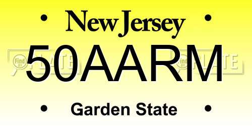 50AARM New Jersey License Plate