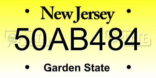 50AB484 New Jersey License Plate