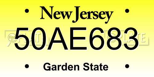 50AE683 New Jersey License Plate