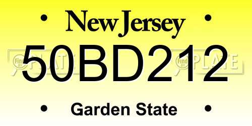 50BD212 New Jersey License Plate