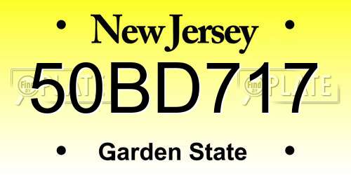 50BD717 New Jersey License Plate