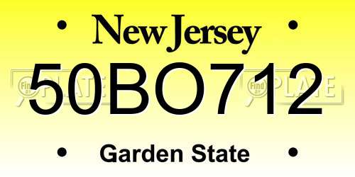 50BO712 New Jersey License Plate
