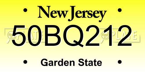 50BQ212 New Jersey License Plate