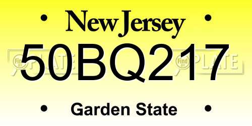 50BQ217 New Jersey License Plate