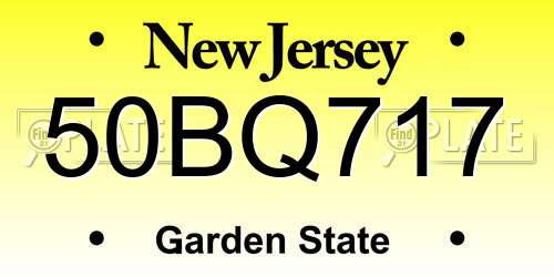 50BQ717 New Jersey License Plate