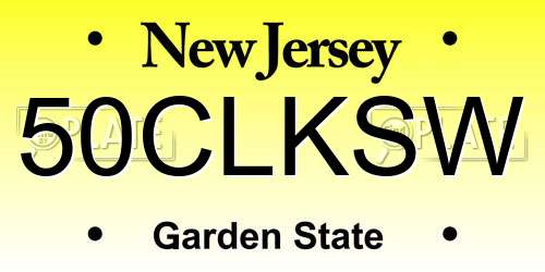 50CLKSW New Jersey License Plate