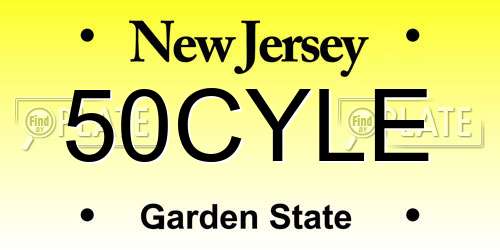 50CYLE New Jersey License Plate
