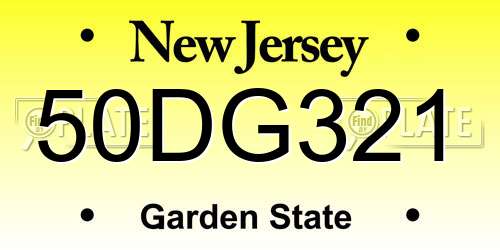 50DG321 New Jersey License Plate