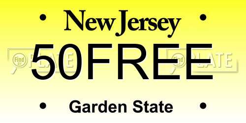 50FREE New Jersey License Plate