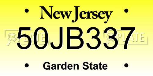 50JB337 New Jersey License Plate
