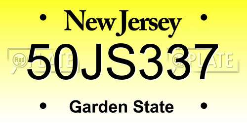50JS337 New Jersey License Plate