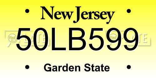 50LB599 New Jersey License Plate
